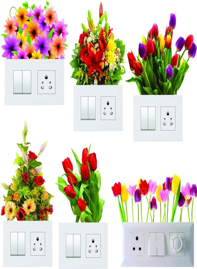 Decals Creation Vinyl Flowers Switch Board Equipment Sticker, 23.62 x 29.92 x 0.39 Inches, Multicolour , 1 Piece, Botanical - Image 1